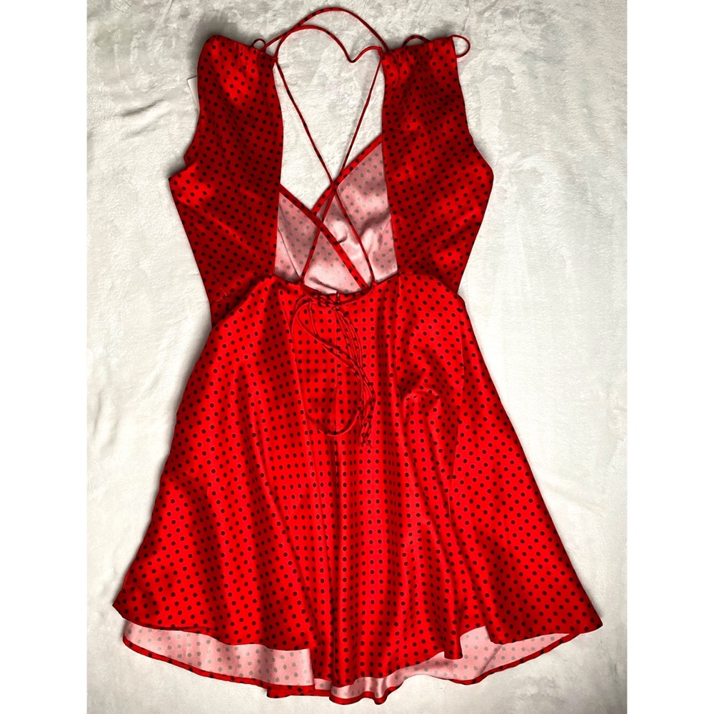 Zara red black polka dot mini dress - Picture 3 of 11